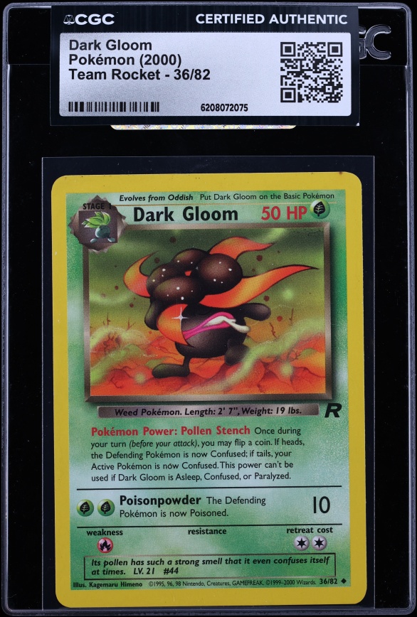 2000 Pokemon Team Rocket Dark Gloom #36 CGC AUTH
