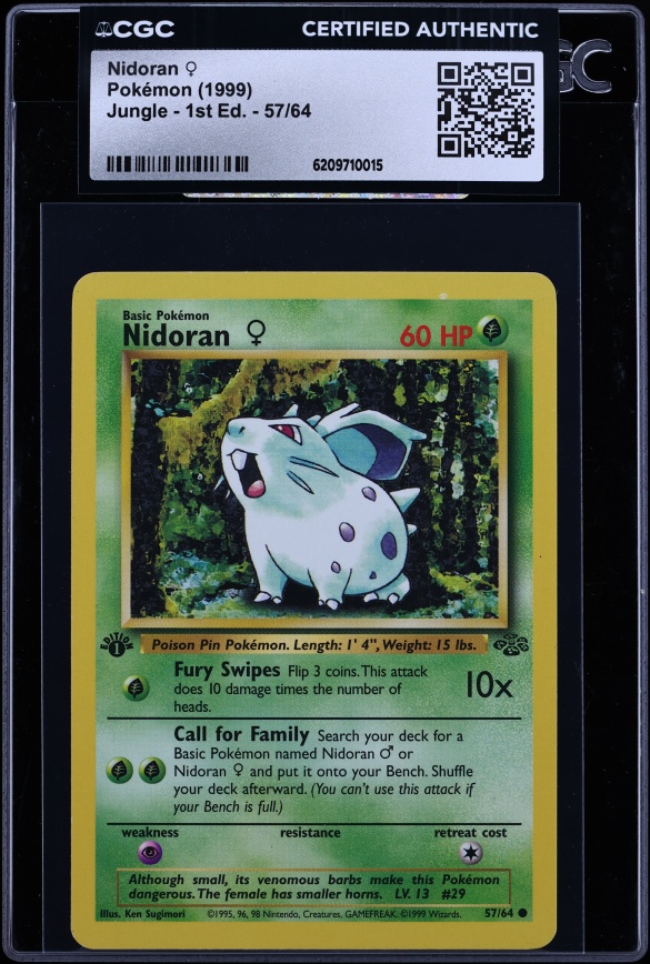 1999 Pokemon Jungle 1st Edition Nidoran #57 CGC AUTH