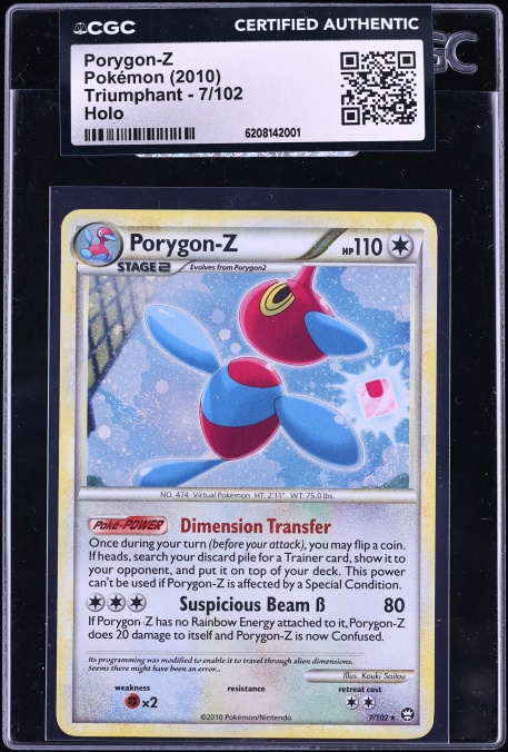 2010 Pokemon HeartGold & SoulSilver Triumphant Holo Porygon-Z #7 CGC AUTH