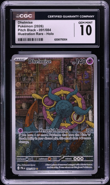 2026 Pokemon Mega Evolution Pitch Black IR Dhelmise #91 CGC 10 GEM MINT