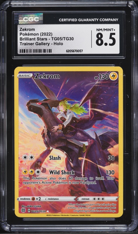 2022 Pokemon Sword & Shield Brilliant Stars Trainer Gallery CHR Zekrom #TG05 CGC 8.5 NM-MT+