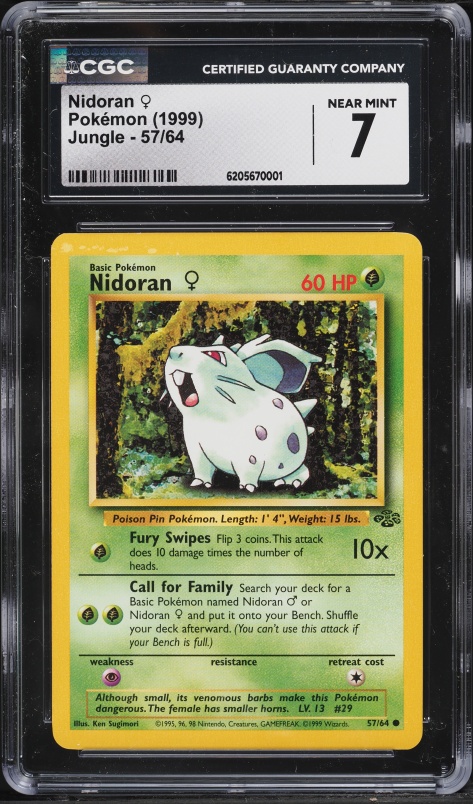 1999 Pokemon Jungle Nidoran #57 CGC 7 NRMT