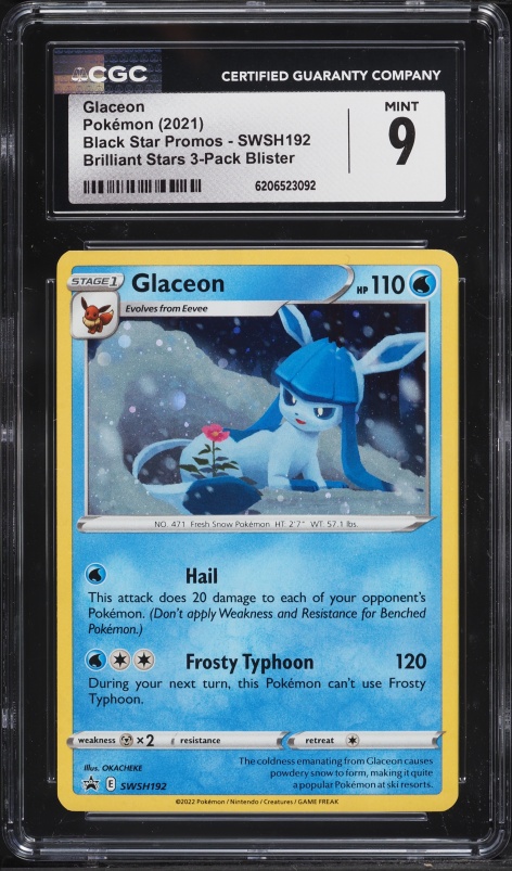 2021 Pokemon Sword & Shield Promo Brilliant Stars Holo Glaceon #SWSH192 CGC 9 MINT