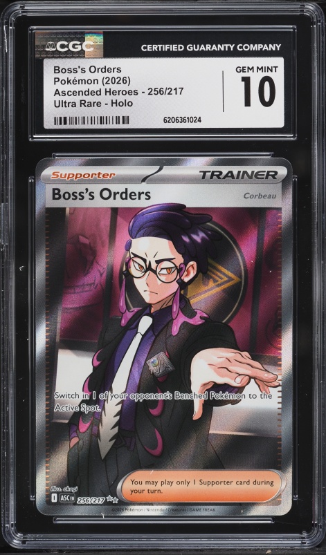 2026 Pokemon Mega Evolution Ascended Heroes Full Art Boss's Orders Corbeau #256 CGC 10 GEM MINT