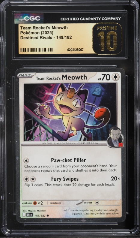 2025 Pokemon Scarlet & Violet Destined Rivals Team Rocket's Meowth #149 CGC 10 PRISTINE