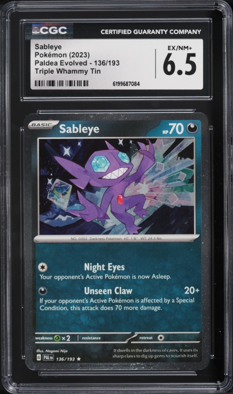 2023 Pokemon Scarlet & Violet Paldea Evolved Triple Whammy Tin Sableye #136 CGC 6.5 EXMT+