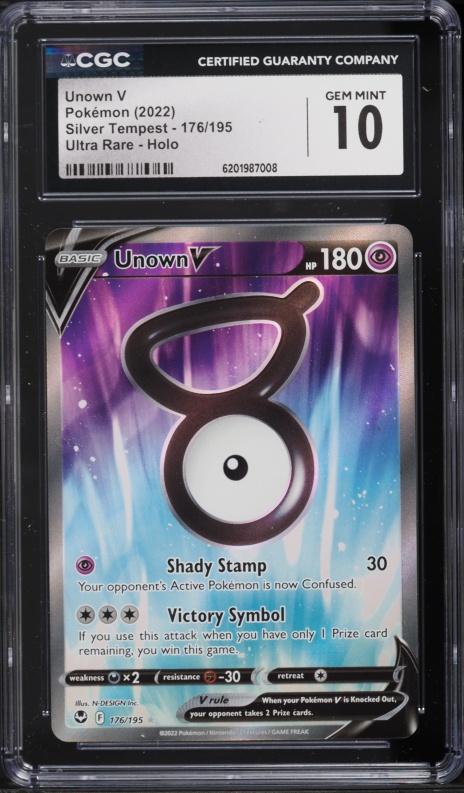 2022 Pokemon Sword & Shield Silver Tempest Full Art Unown V #176 CGC 10 GEM MINT
