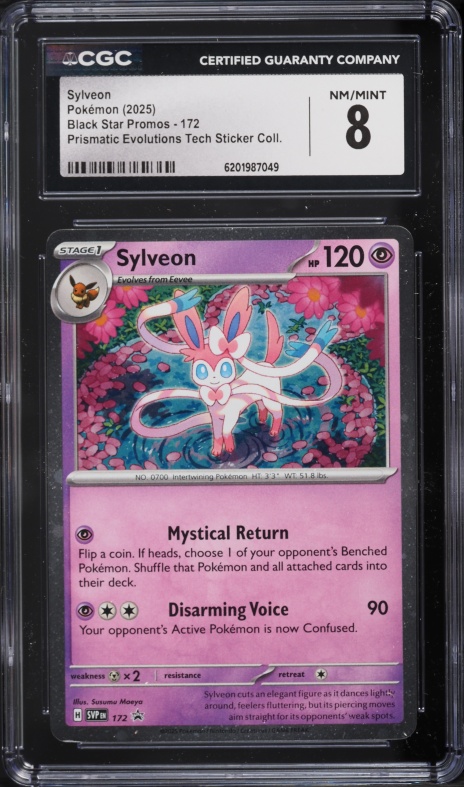 2025 Pokemon SV Promo Prismatic Evolutions Tech Sticker Sylveon #172 CGC 8 NM-MT