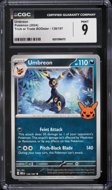2024 Pokemon Scarlet & Violet Trick Or Trade BOOster Umbreon #130 CGC 9 MINT