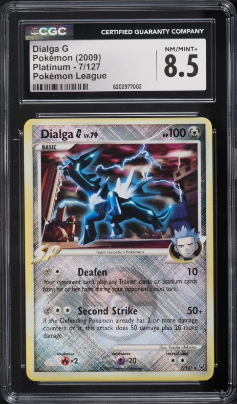 2009 Pokemon Platinum League Crosshatch Holo Dialga G #7 CGC 8.5 NM-MT+