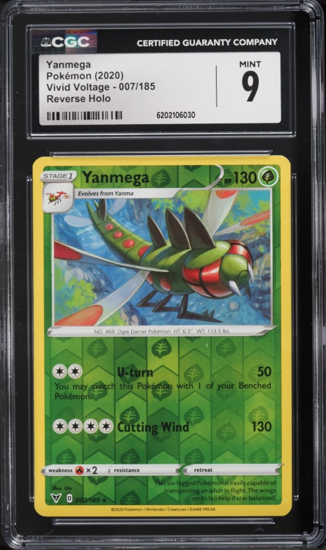 2020 Pokemon Vivid Voltage Reverse Holo Yanmega #007 CGC 9 MINT