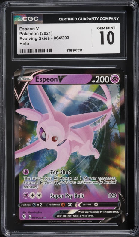 2021 Pokemon Sword & Shield Evolving Skies Holo Espeon V #64 CGC 10 GEM MINT
