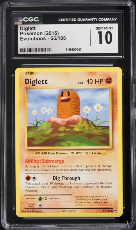 2016 Pokemon XY Evolutions Diglett #55 CGC 10 GEM MINT