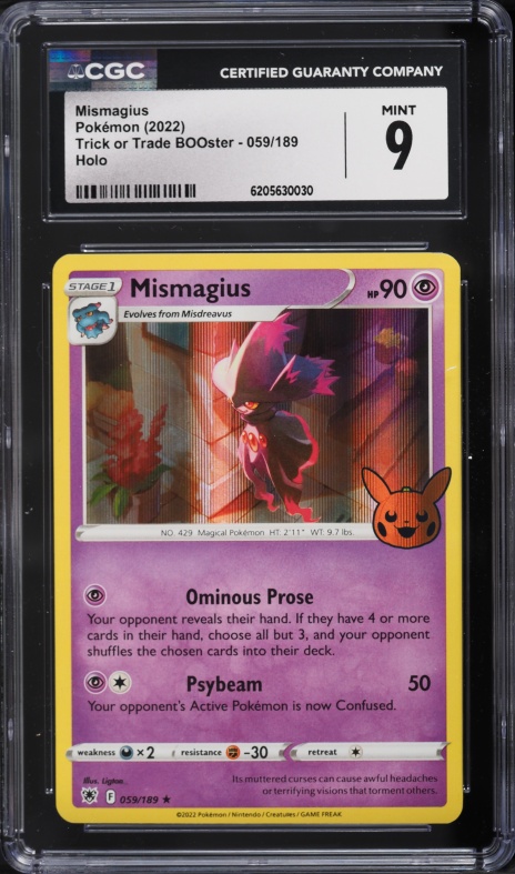 2022 Pokemon Scarlet & Violet Trick Or Trade BOOster Holo Mismagius #59 CGC 9 MINT