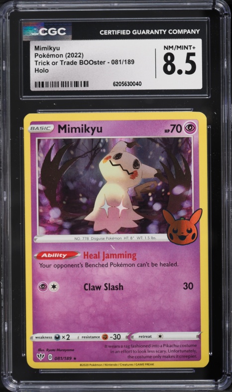 2022 Pokemon SWSH Darkness Ablaze Trick Or Trade BOOster Holo Mimikyu #81 CGC 8.5 NM-MT+