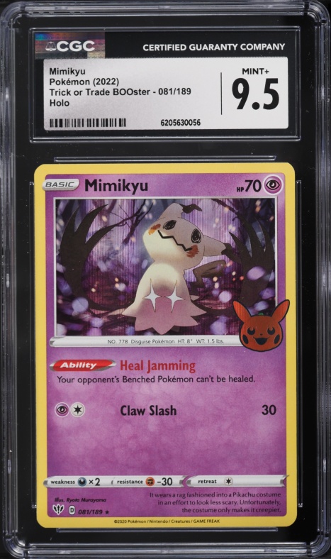 2022 Pokemon SWSH Darkness Ablaze Trick Or Trade BOOster Holo Mimikyu #81 CGC 9.5 MINT+