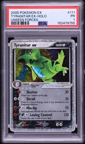 2005 Pokemon EX Unseen Forces Holo Tyranitar EX #111 PSA 1 PR
