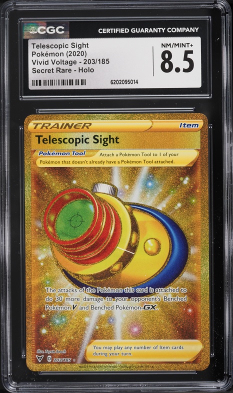 2020 Pokemon SWSH Vivid Voltage Gold Rare Telescopic Sight #203 CGC 8.5 NM-MT+
