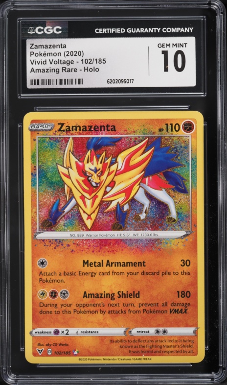 2020 Pokemon Sword & Shield Vivid Voltage Amazing Rare Zamazenta #102 CGC 10 GEM MINT