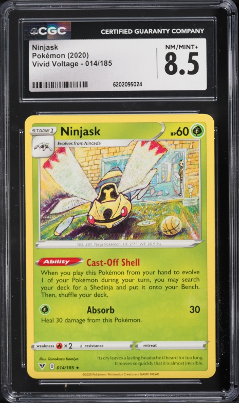 2020 Pokemon Vivid Voltage Ninjask #014 CGC 8.5 NM-MT+
