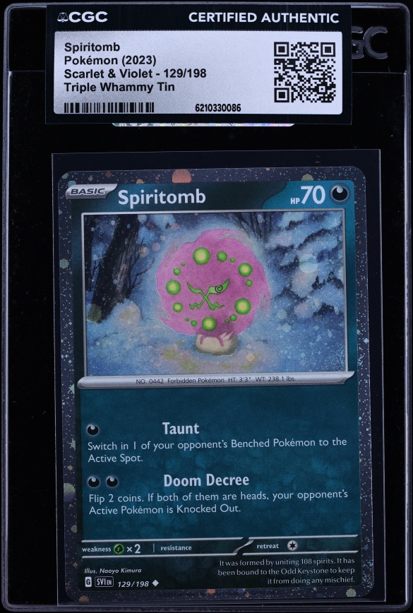 2023 Pokemon Scarlet & Violet Triple Whammy Tin Holo Spiritomb #129 CGC AUTH