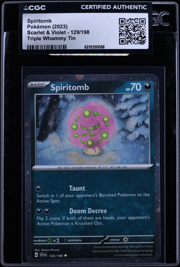 2023 Pokemon Scarlet & Violet Triple Whammy Tin Holo Spiritomb #129 CGC AUTH