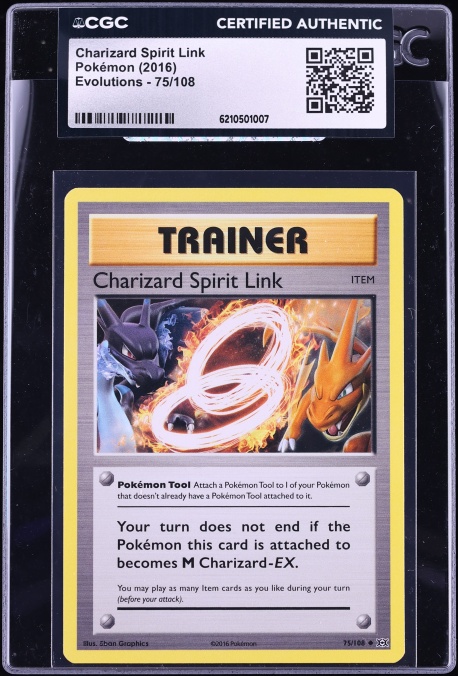 2016 Pokemon XY Evolutions Charizard Spirit Link #75 CGC AUTH