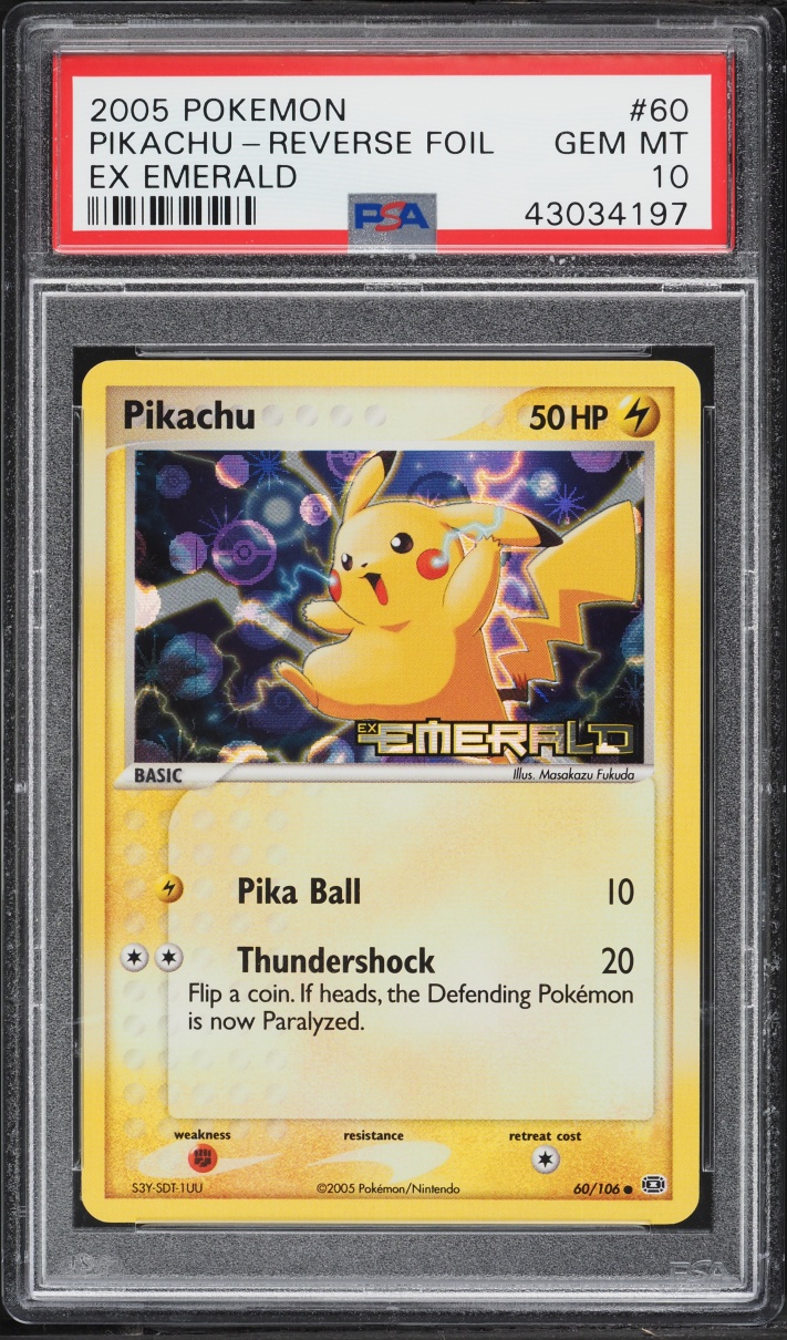 2005 Pokemon EX Emerald Reverse Holo Pikachu #60 PSA 10 GEM MINT
