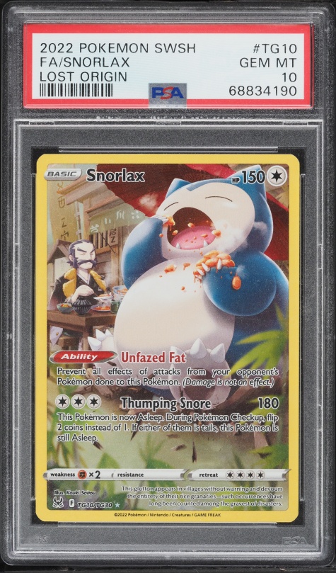 2022 Pokemon Sword & Shield Lost Origin Trainer Gallery CHR Snorlax #TG10 PSA 10 GEM MINT