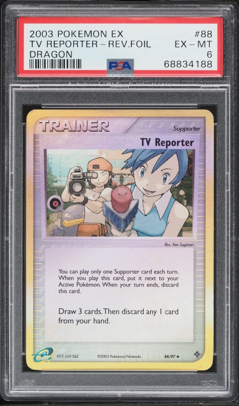 2003 Pokemon EX Dragon Reverse Holo TV Reporter #88 PSA 6 EXMT