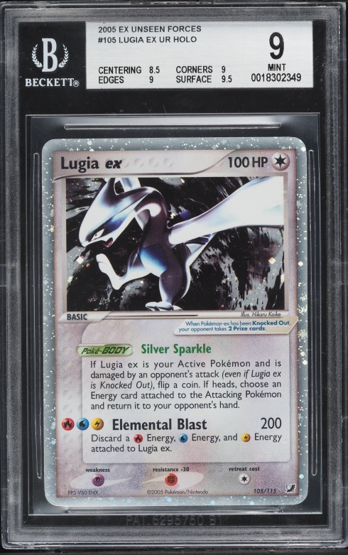 2005 Pokemon EX Unseen Forces Holo Lugia ex #105 BGS 9 MINT