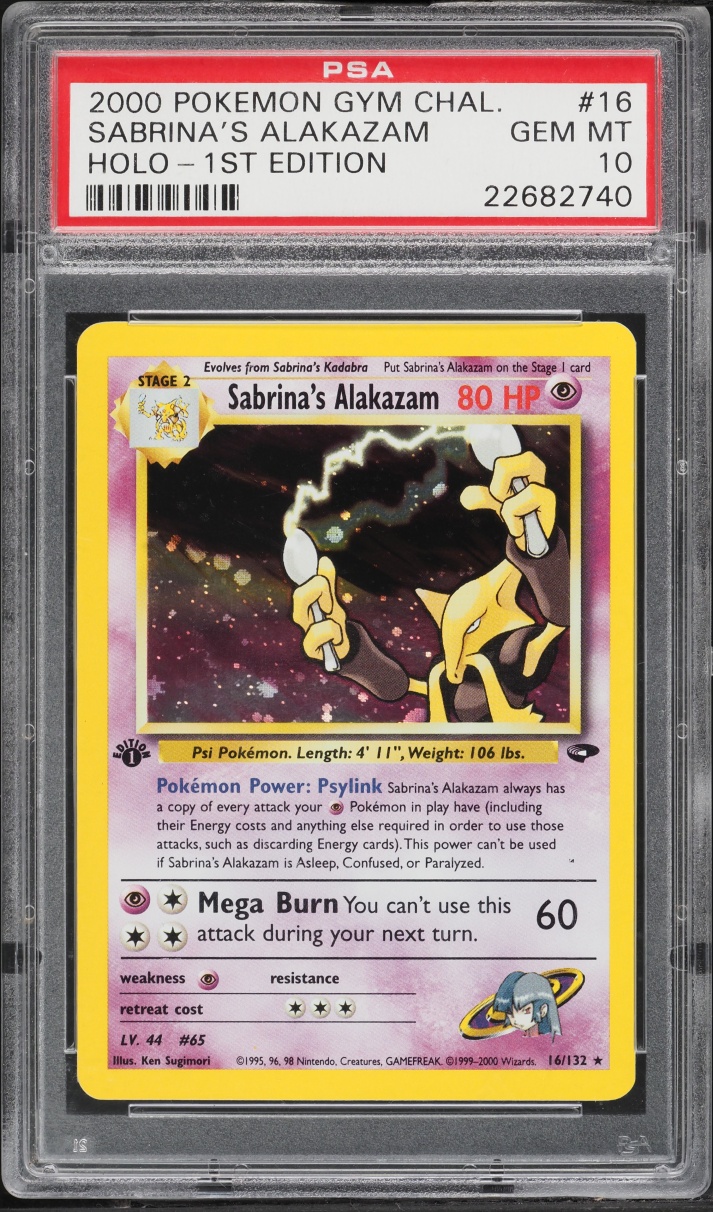 2000 Pokemon Gym Challenge 1st Edition Holo Sabrina's Alakazam #16 PSA 10 GEM MINT
