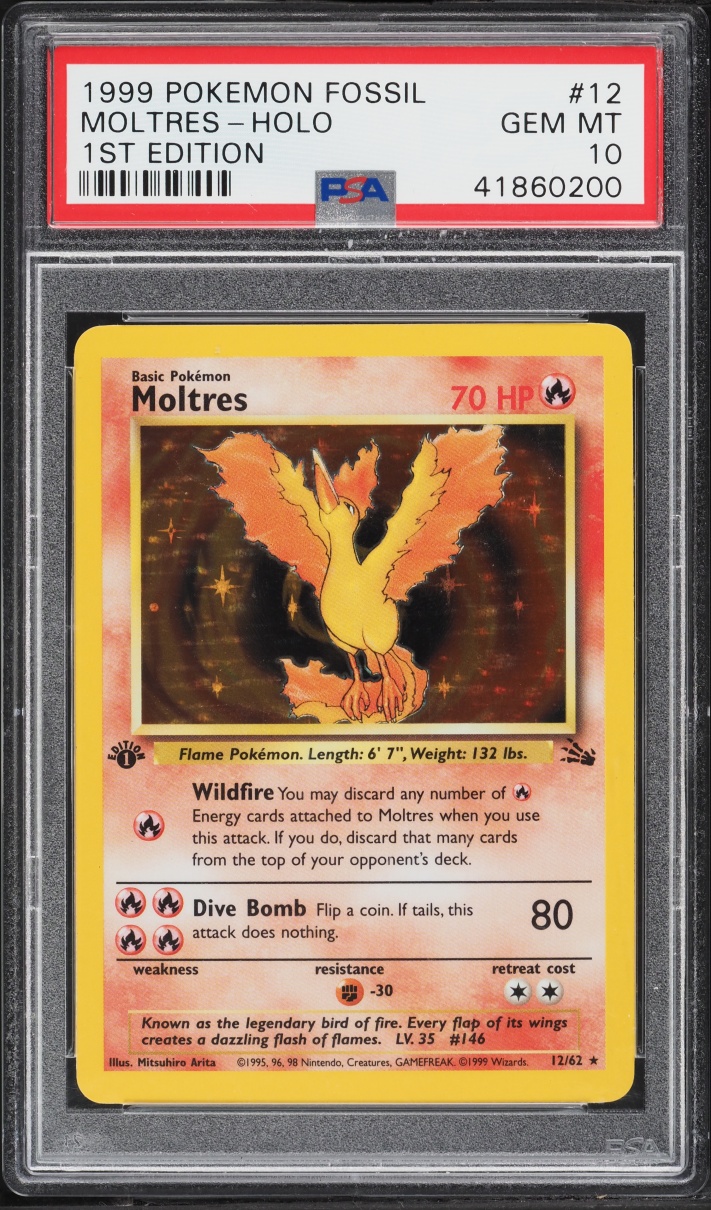 1999 Pokemon Fossil 1st Edition Holo Moltres #12 PSA 10 GEM MINT