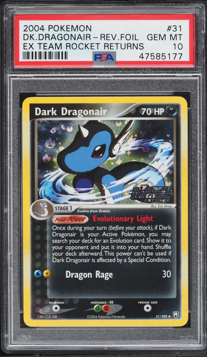 2004 Pokemon EX Team Rocket Returns Reverse Holo Dark Dragonair #31 PSA 10 GEM MINT