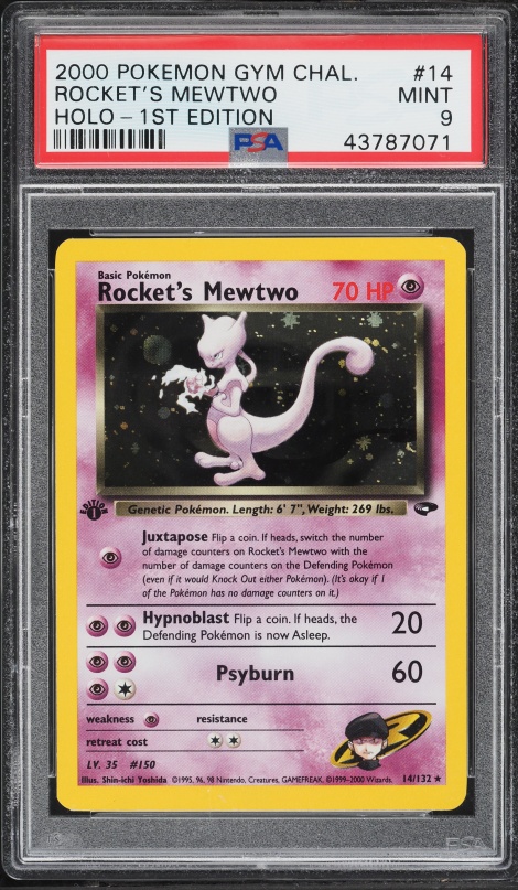 2000 Pokemon Gym Challenge 1st Edition Holo Rocket's Mewtwo #14 PSA 9 MINT