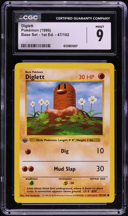 1999 Pokemon Base Set Shadowless 1st Edition Diglett #47 CGC 9 MINT