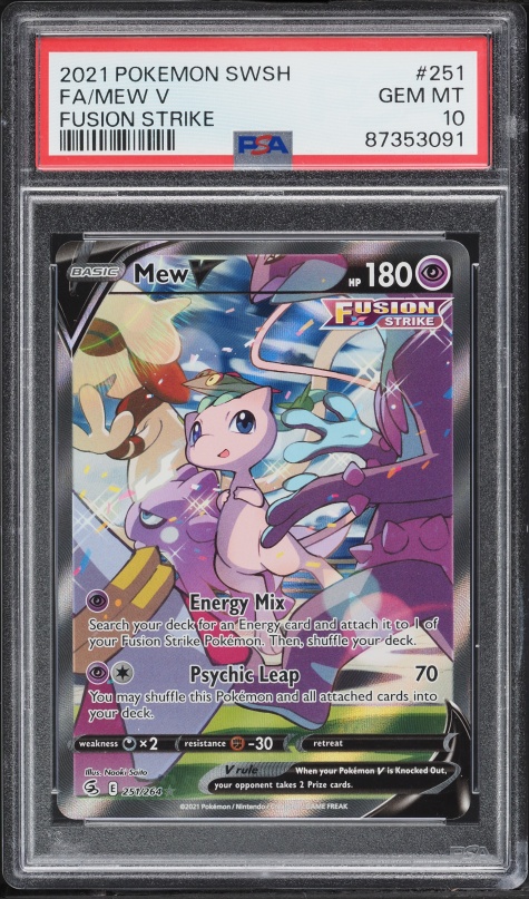 2021 Pokemon Sword & Shield Fusion Strike Full Art Mew V #251 PSA