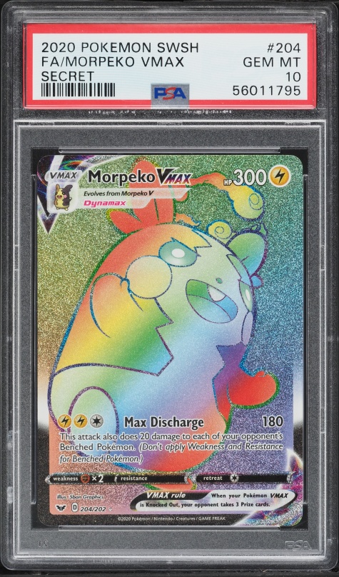 2020 Pokemon Sword & Shield Rainbow Rare Morpeko VMAX #204 PSA 10 GEM MINT