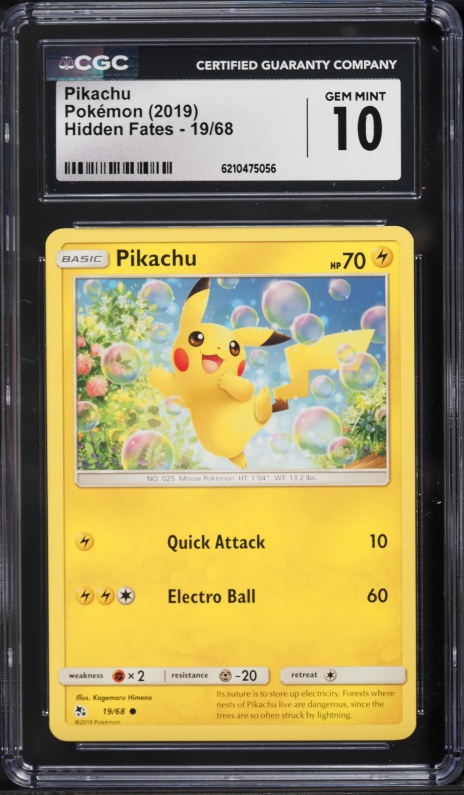2019 Pokemon Sun & Moon Hidden Fates Pikachu #19 CGC 10 GEM MINT