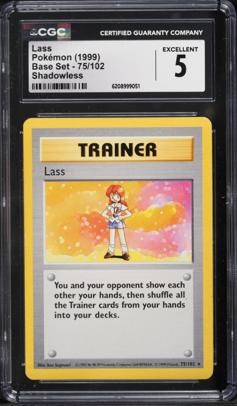 1999 Pokemon Base Set Shadowless Lass #75 CGC 5 EX