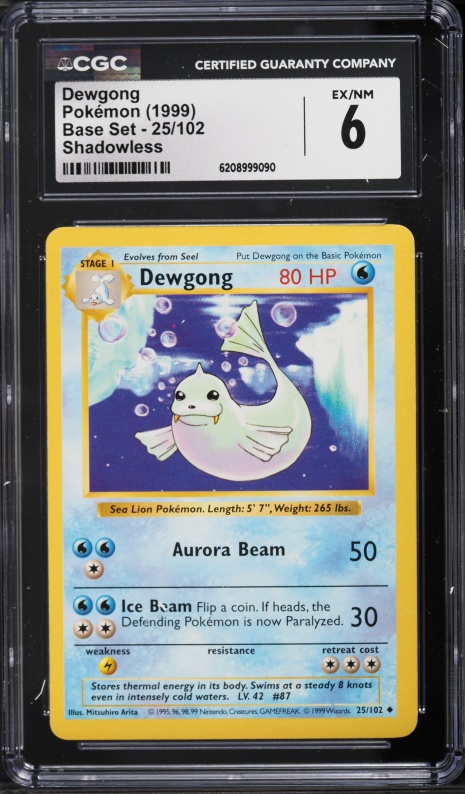 1999 Pokemon Base Set Shadowless Dewgong #25 CGC 6 EXMT