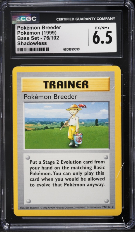 1999 Pokemon Base Set Shadowless Pokemon Breeder #76 CGC 6.5 EXMT+