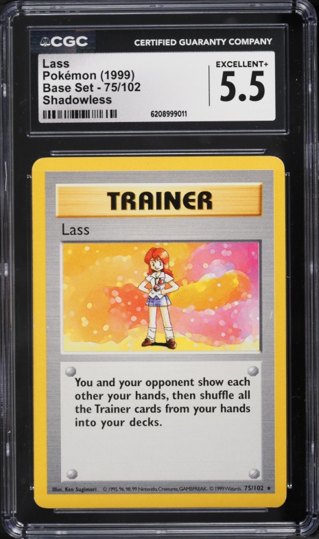 1999 Pokemon Base Set Shadowless Lass #75 CGC 5.5 EX+