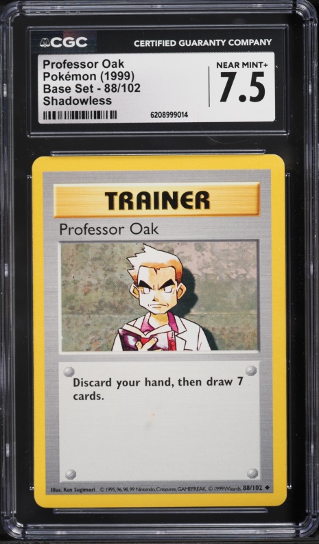 1999 Pokemon Base Set Shadowless Professor Oak #88 CGC 7.5 NRMT+