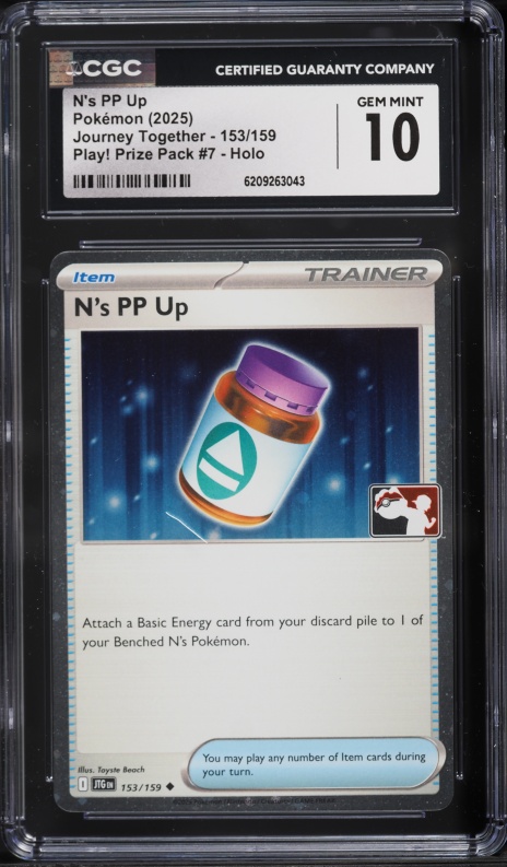 2025 Pokemon SV Journey Together Play Prize Pack Holo N's PP Up #153 CGC 10 GEM MINT
