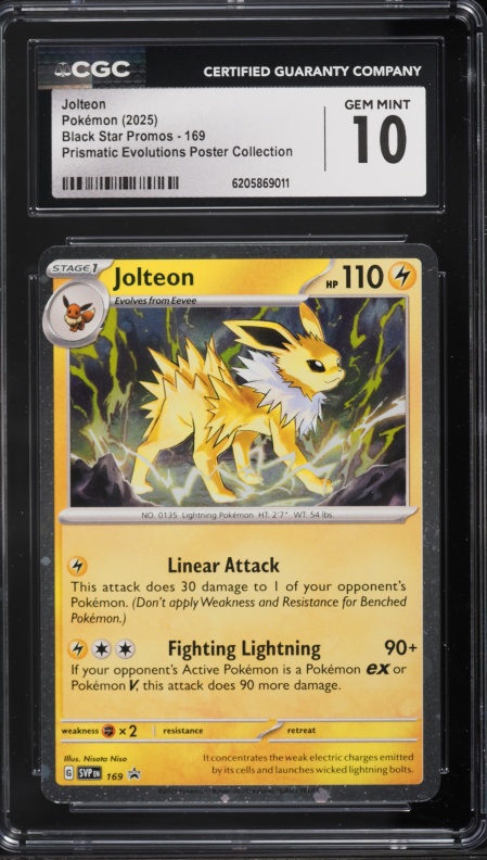 2025 Pokemon Scarlet & Violet Promo Prismatic Evolutions Poster Collection Jolteon #169 CGC 10