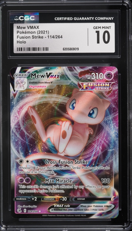 2021 Pokemon Sword & Shield Fusion Strike Full Art Mew VMAX #114 CGC 10 GEM MINT