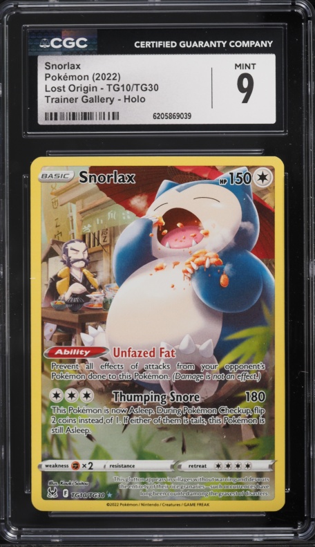 2022 Pokemon Sword & Shield Lost Origin Trainer Gallery CHR Snorlax #TG10 CGC 9 MINT