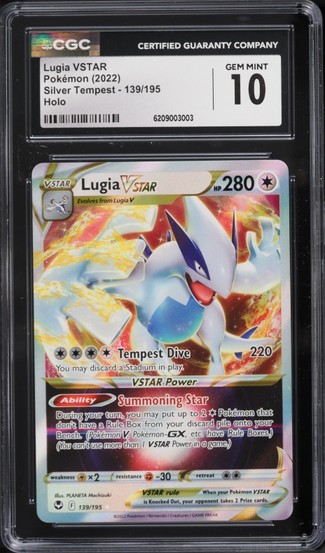 2022 Pokemon Sword & Shield Silver Tempest Holo Lugia Vstar #139 CGC 10 GEM MINT