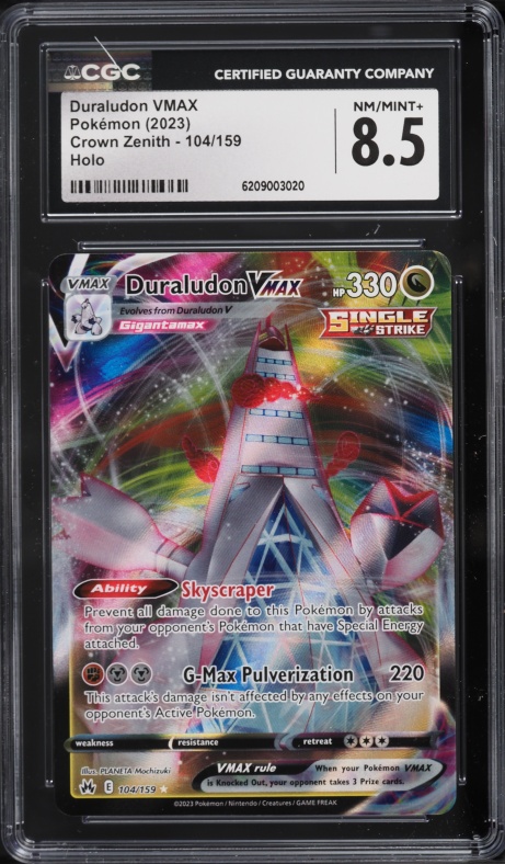 2023 Pokemon Sword & Shield Crown Zenith Alt Art Duraludon VMAX #104 CGC 8.5 NM-MT+